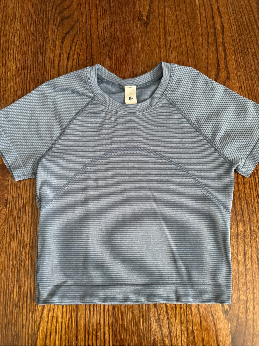 lululemon athletica Short Sleeve Crop Top - Light Blue Stripe